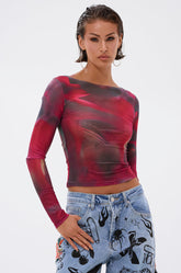 AURA LONG SLEEVE MESH TOP