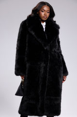 OSLO FAUX FUR COAT IN BLACK