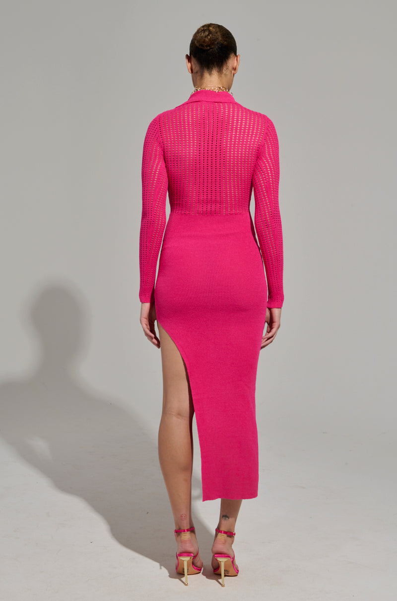 KEEP IT SIMPLE PINK KNIT MIDI DRESS