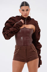 RILEY STACKED FAUX SUEDE BOLERO
