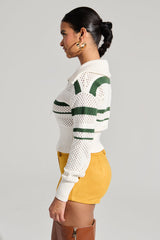 IVY LEAGUE STRIPED ZIP UP SWEATER
