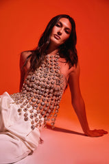 ICY GIRL RHINESTONE EMBELLISHED TOP IN GOLD