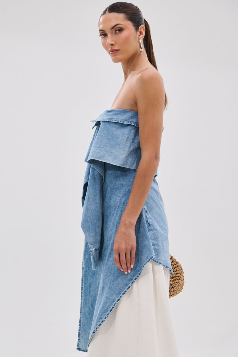 CRAZY FOR YOU DENIM BLOUSE