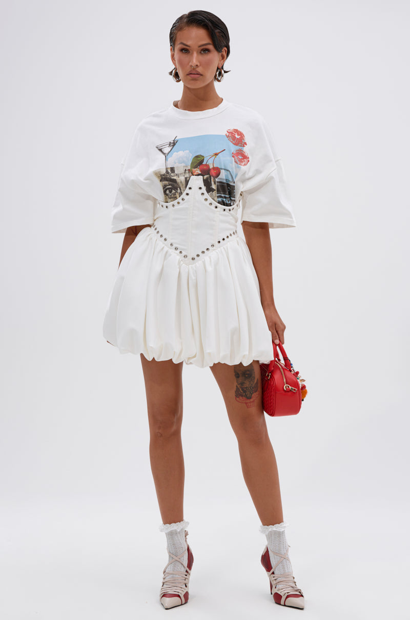 COOL GIRL LOADING MINI DRESS WITH GRAPHIC TEE ATTACHED