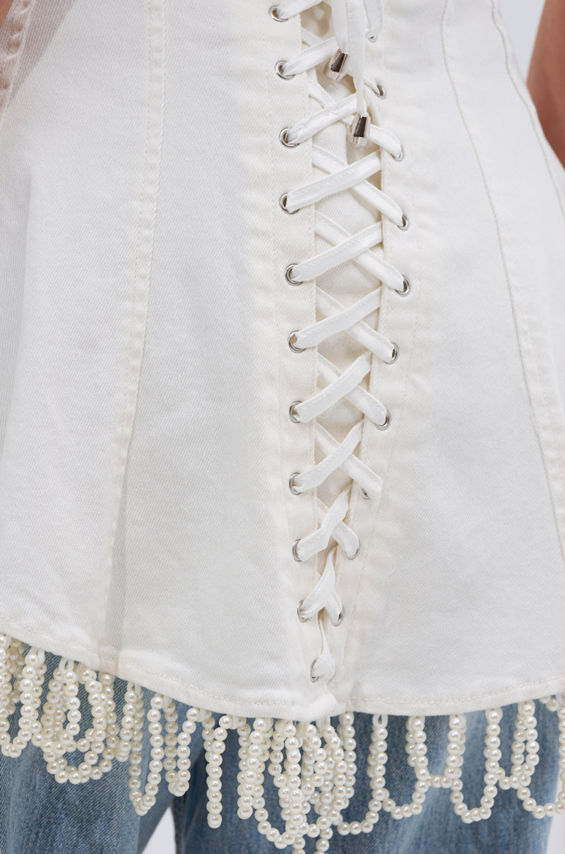 PEARL TRIM HIGH LOW CORSET