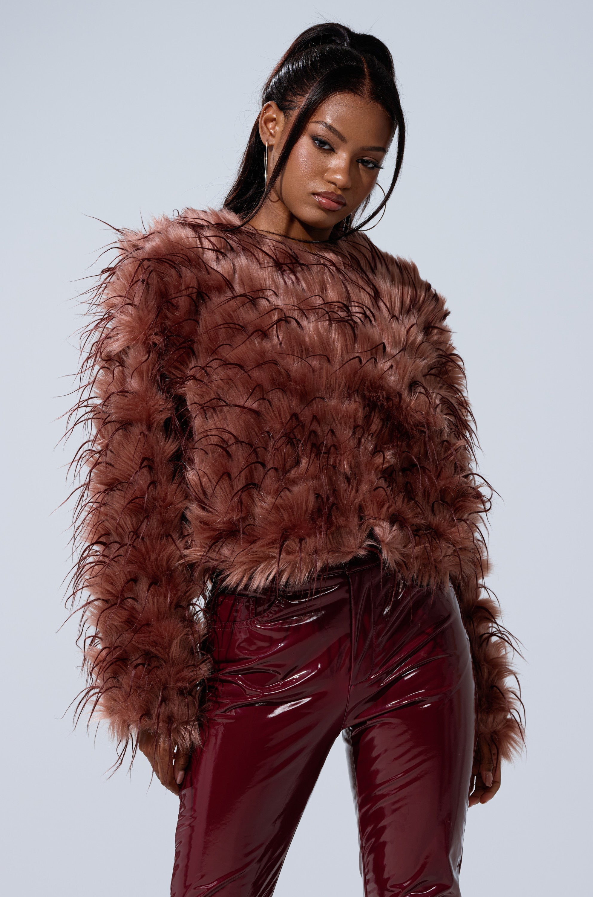 PIPER TEXTURED FAUX FUR COAT