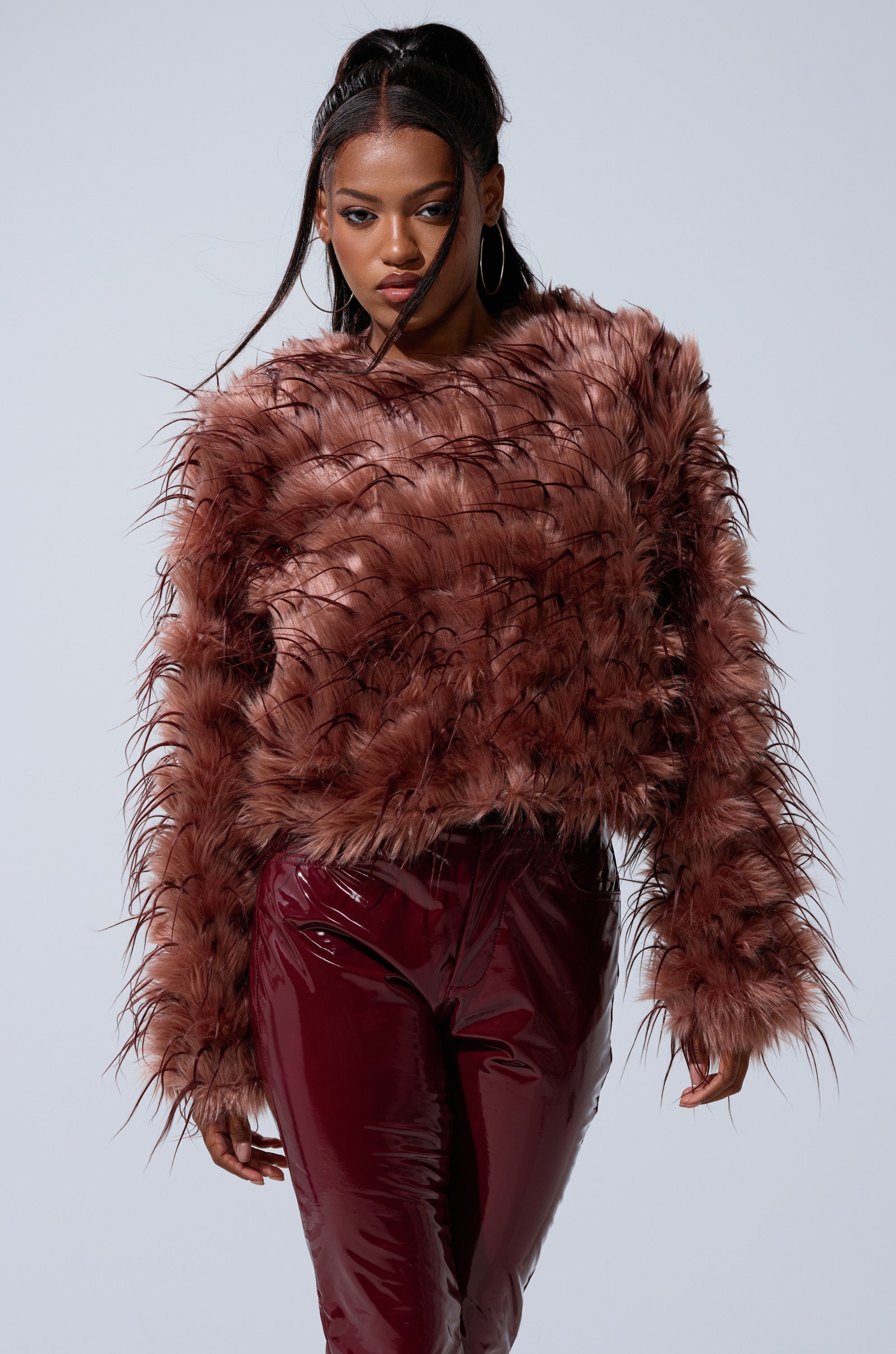 PIPER TEXTURED FAUX FUR COAT