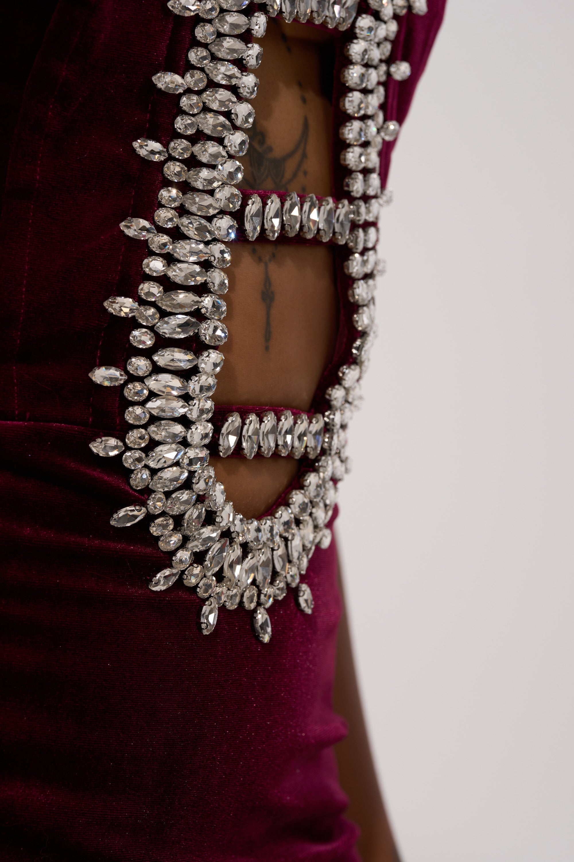 FEELIN THE LOVE VELVET RHINESTONE MINI DRESS