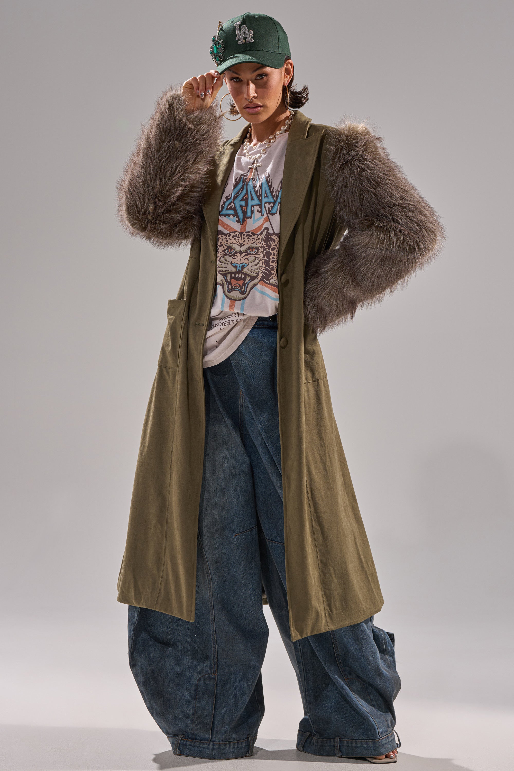 LOLITA FUR SLEEVE TRENCH