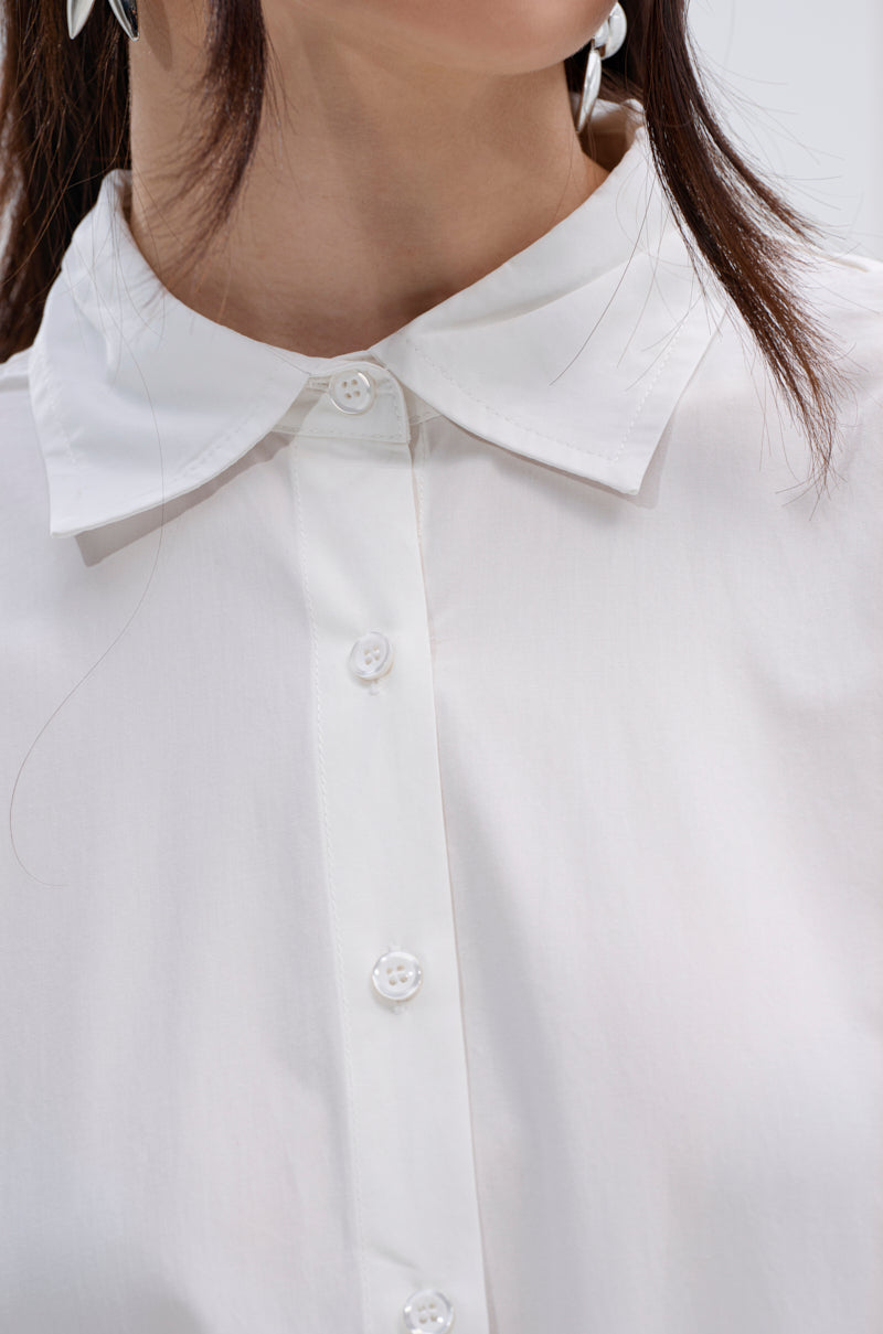 KIND OF A BIG DEAL POPLIN HIGH LOW DRESS IN WHITE