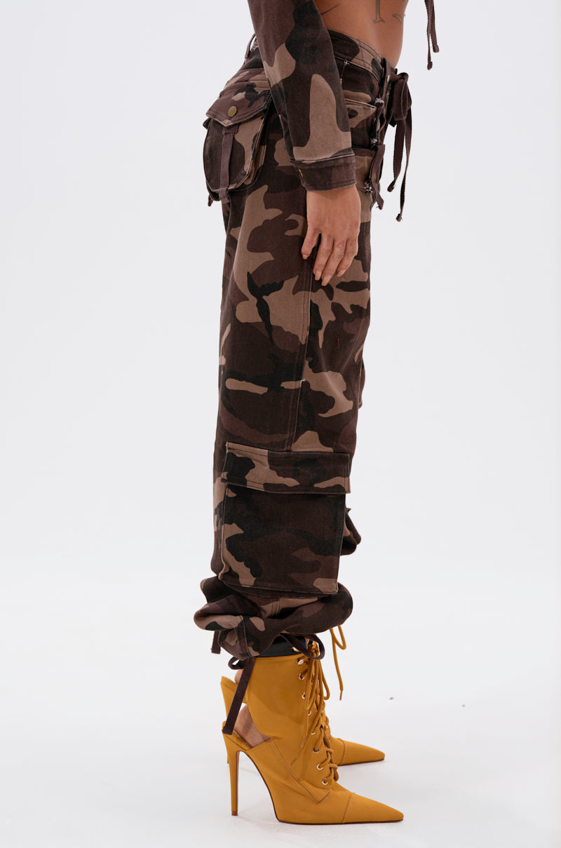 CANT SEE ME BROWN CAMP CARGO JOGGER
