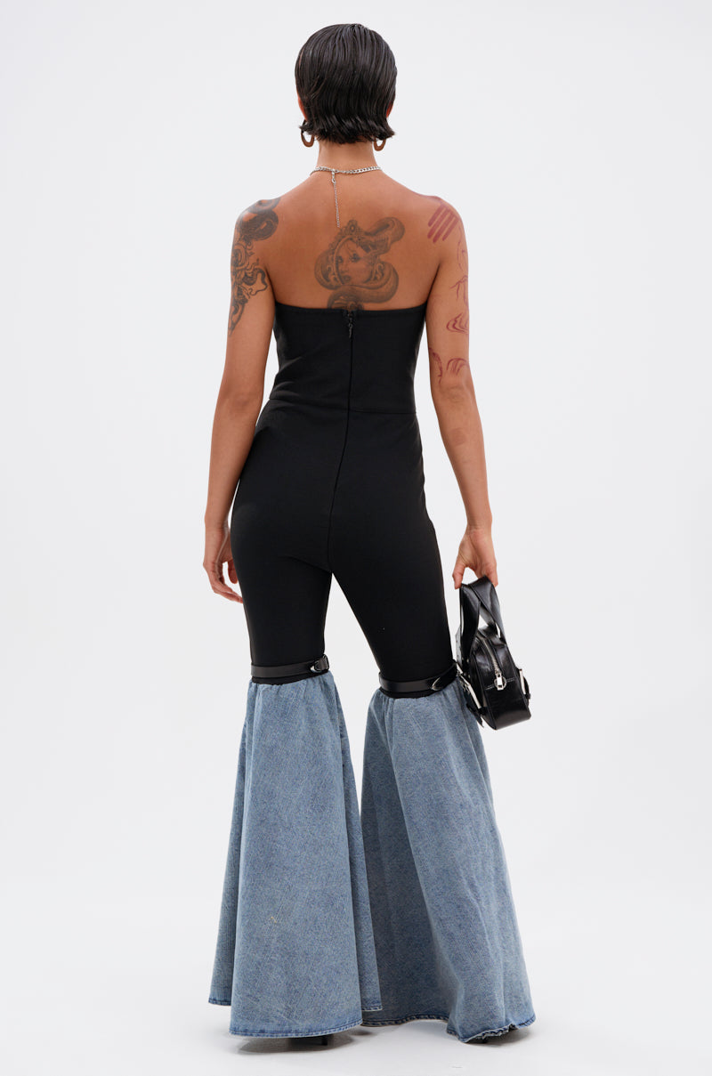COOL GIRL DENIM BANDAGE JUMPSUIT