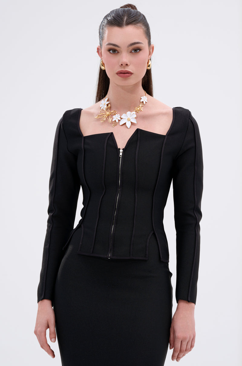 JESSIE BANDAGE ZIP UP BLOUSE