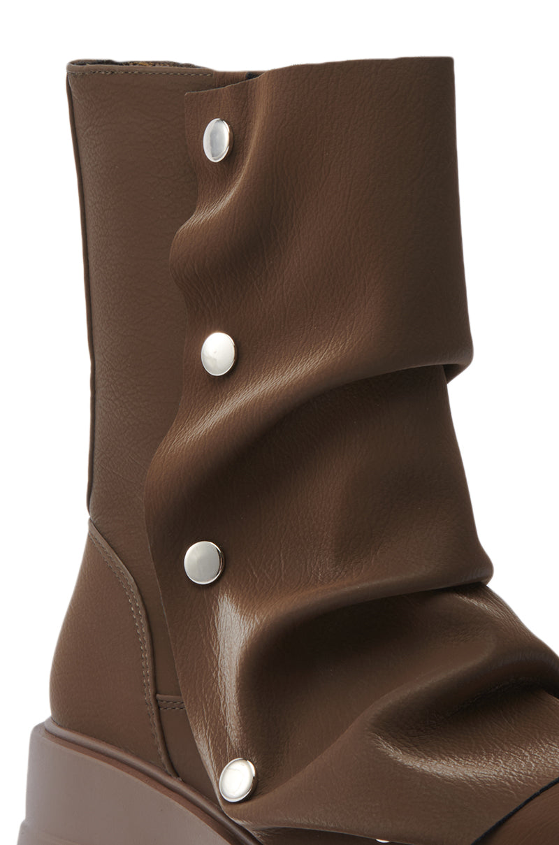 AZALEA WANG BHARTI BROWN FLAT BOOTIE