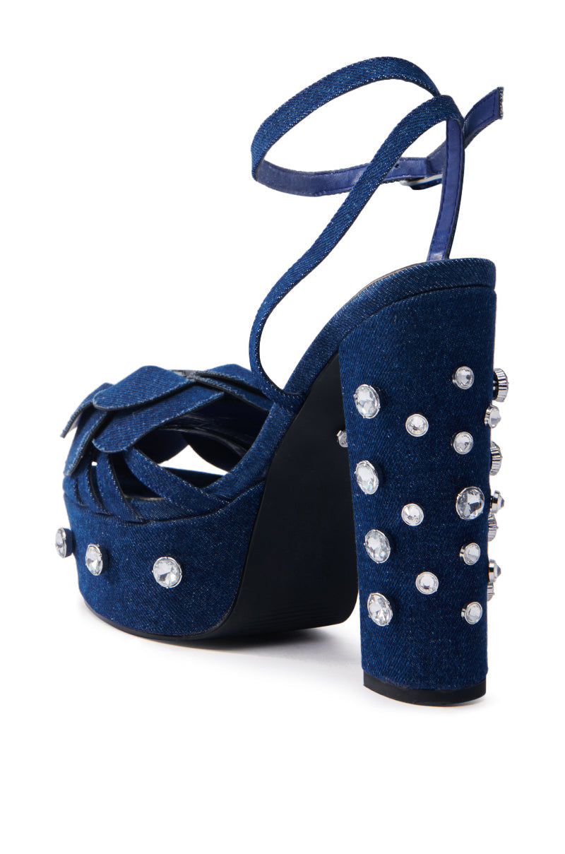 AZALEA WANG BOTTLER DENIM WITH RHINESTONE SANDAL