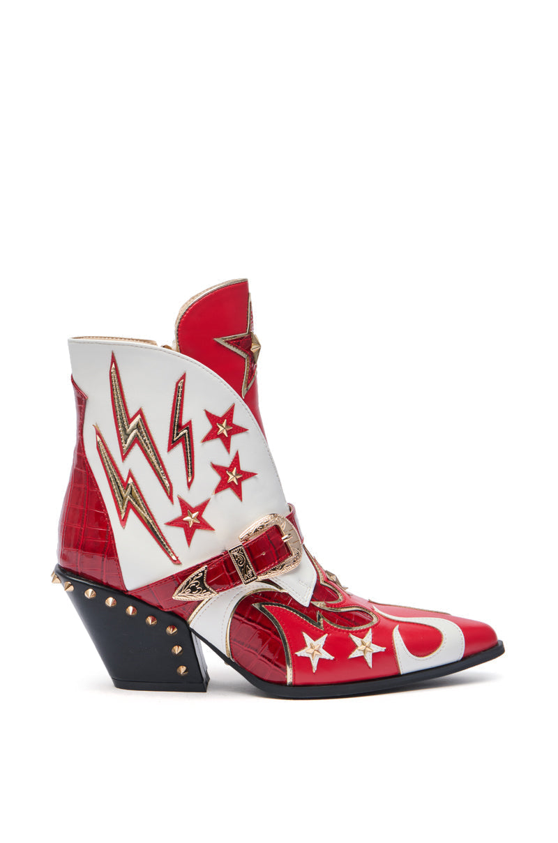 AZALEA WANG CHANNY MULTI BOOTIE GRAPHIC WESTERN WITH STUDS