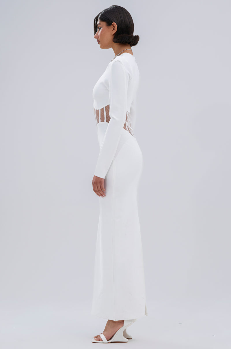 A NIGHT OUT BANDAGE MAXI DRESS IN WHITE