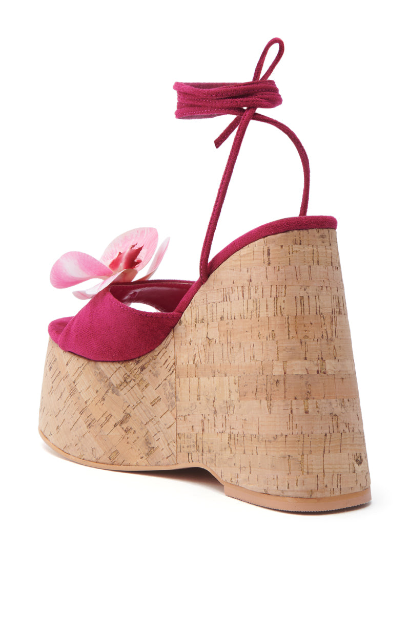 AZALEA WANG DALEYZA FUCHSIA FLORAL WEDGE SANDAL
