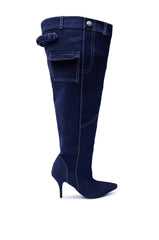 AZALEA WANG DUSTAN DENIM THIGH STILETTO BOOT