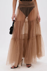 CLASSY POLKA DOT MAXI SKIRT