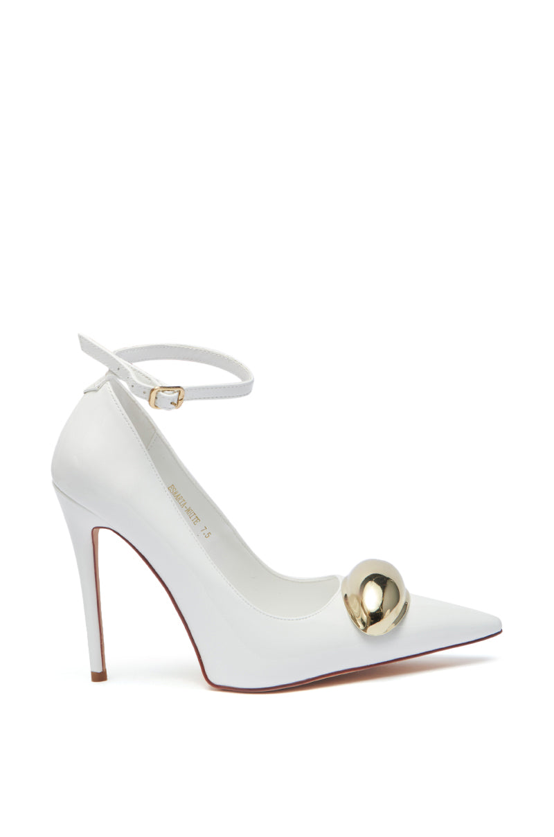 AZALEA WANG ESMARIA WHITE METAL EMBELLISHED PUMP