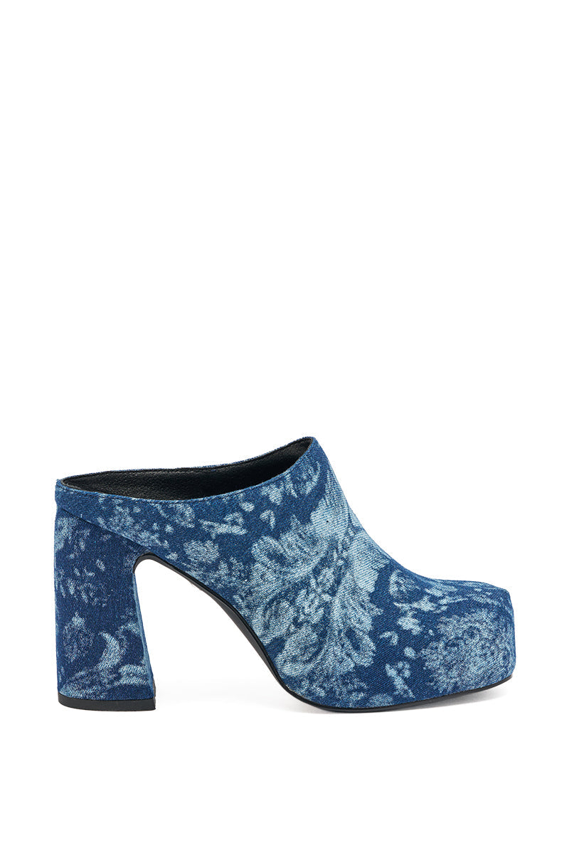 AZALEA WANG FLOREA DENIM PRINT MULE