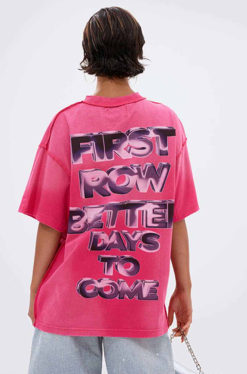 POST HUMAN OVERSIZED GRAPHIC TEE IN PINK