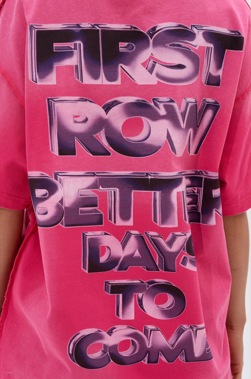 POST HUMAN OVERSIZED GRAPHIC TEE IN PINK