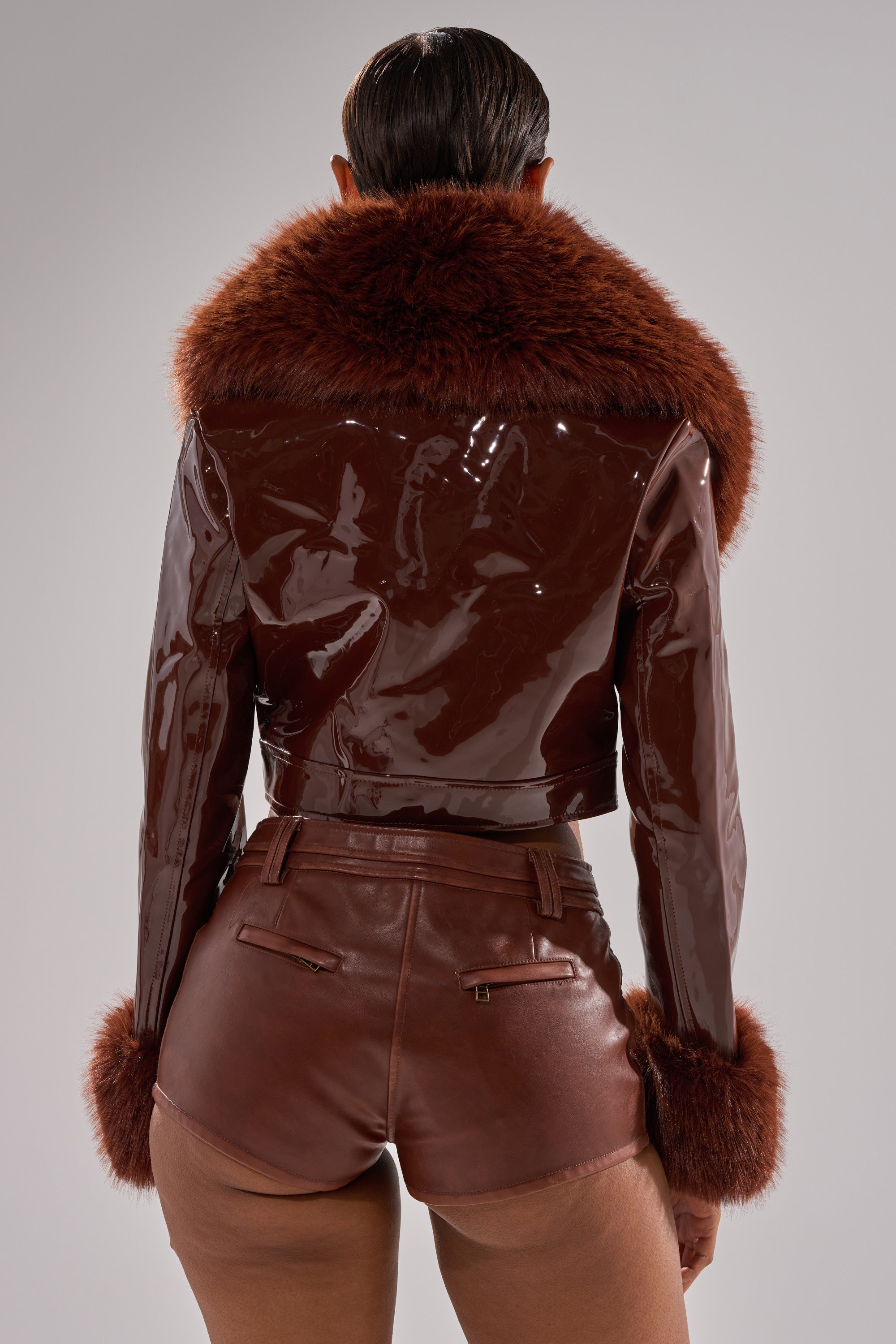 GISELE FUR TRIM MOTO IN PATENT