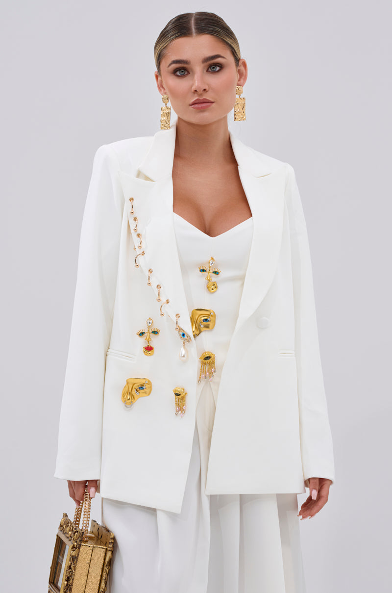 EYE GOT MY EYES ON YOU PIN DETAIL TAILORED BLAZER