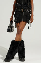 DELANEY FUR TRIM MINI SKIRT