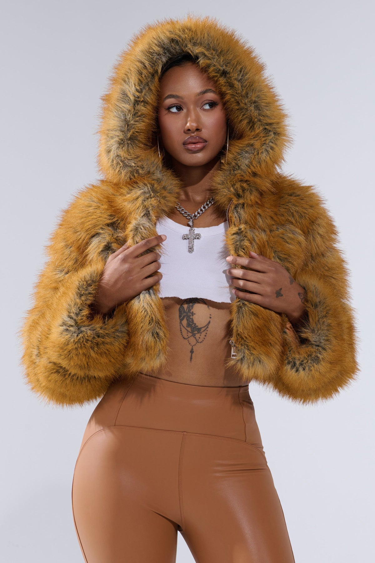 BREAK THE BANK HOODED FAUX FUR