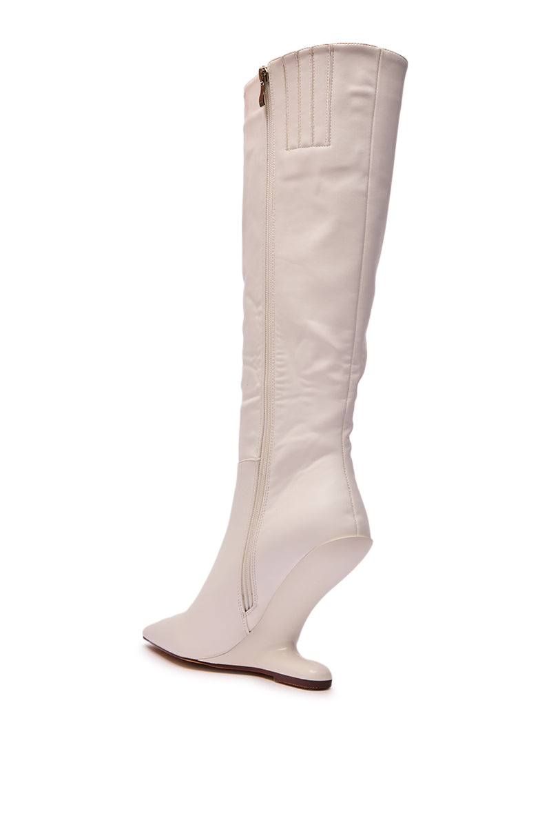 AZALEA WANG HAKIM WHITE WEDGE BOOT