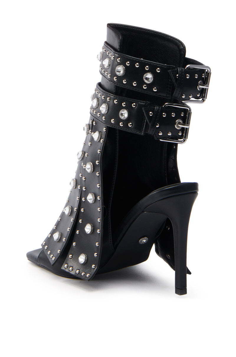 AZALEA WANG IRELYN BLACK EMBELLISHED SANDAL