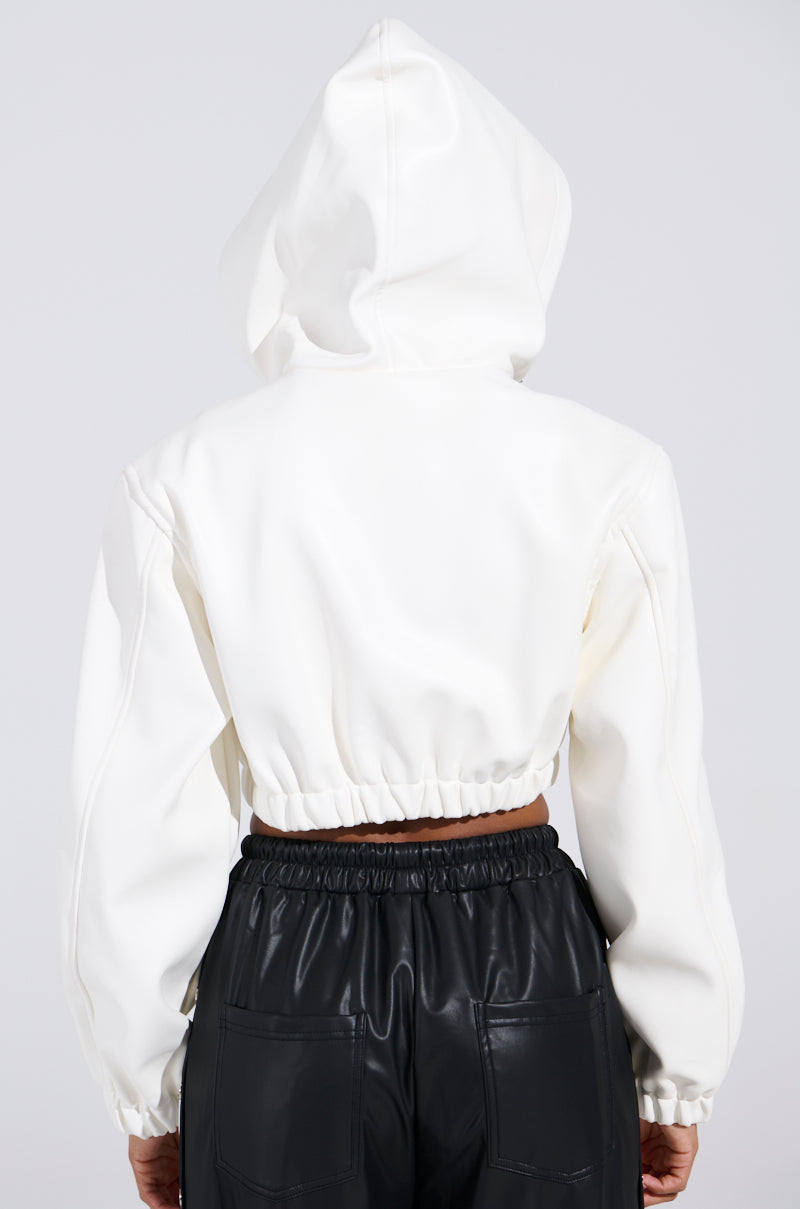 DEX HOODED BOMBER IN WHITE