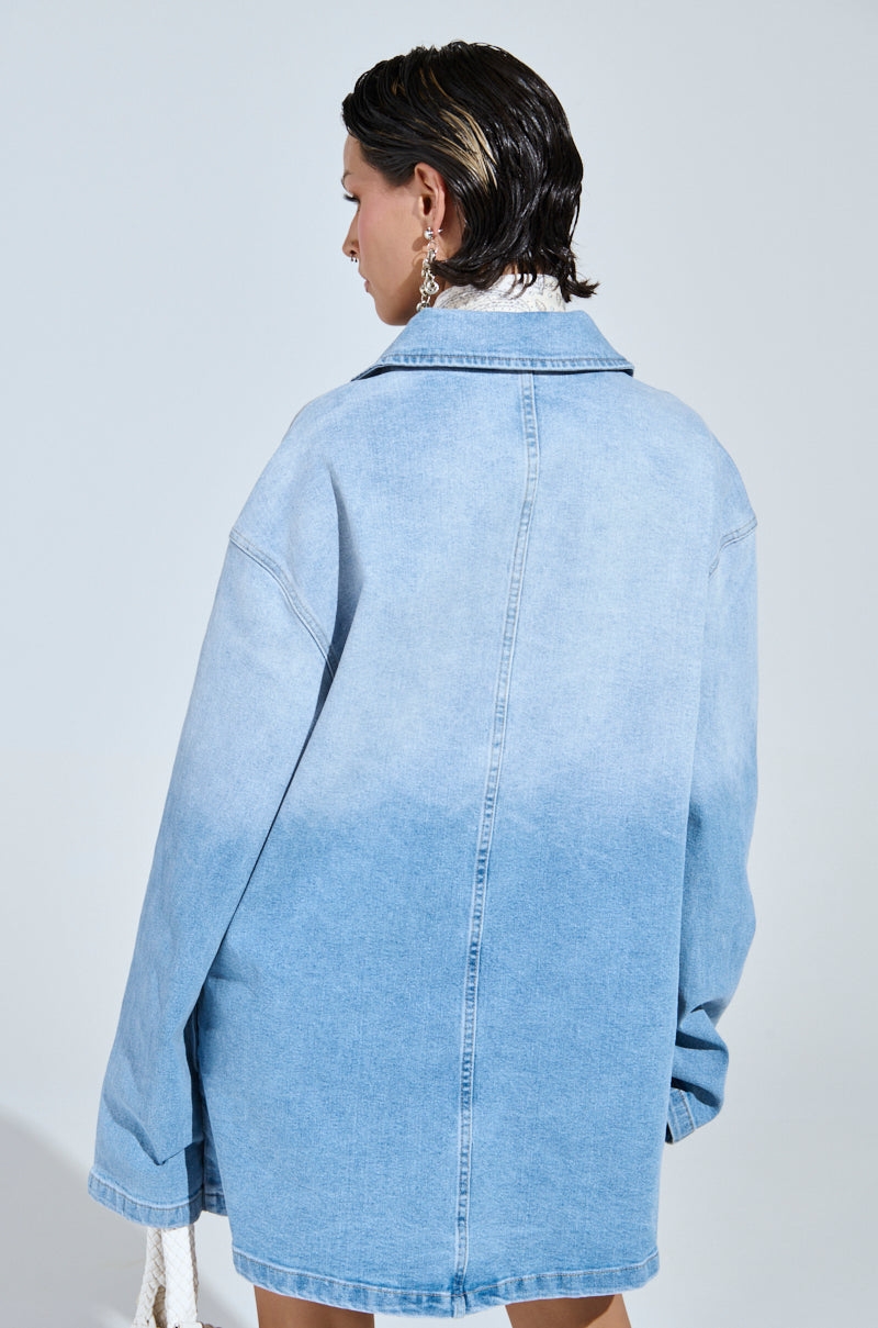 COOL GIRL OVERSIZED OMBRE DENIM SHIRT DRESS
