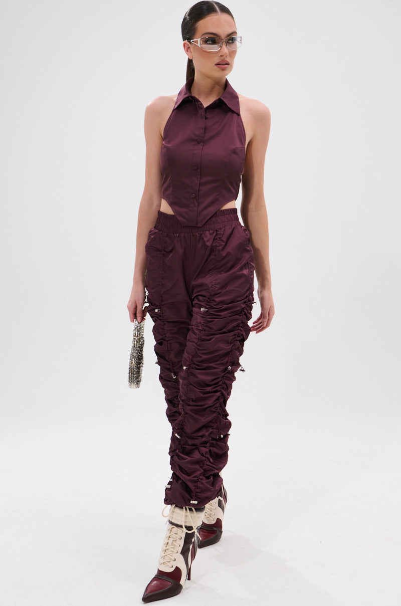 NO TIME FOR GAMES RUCHED JOGGER PANTS