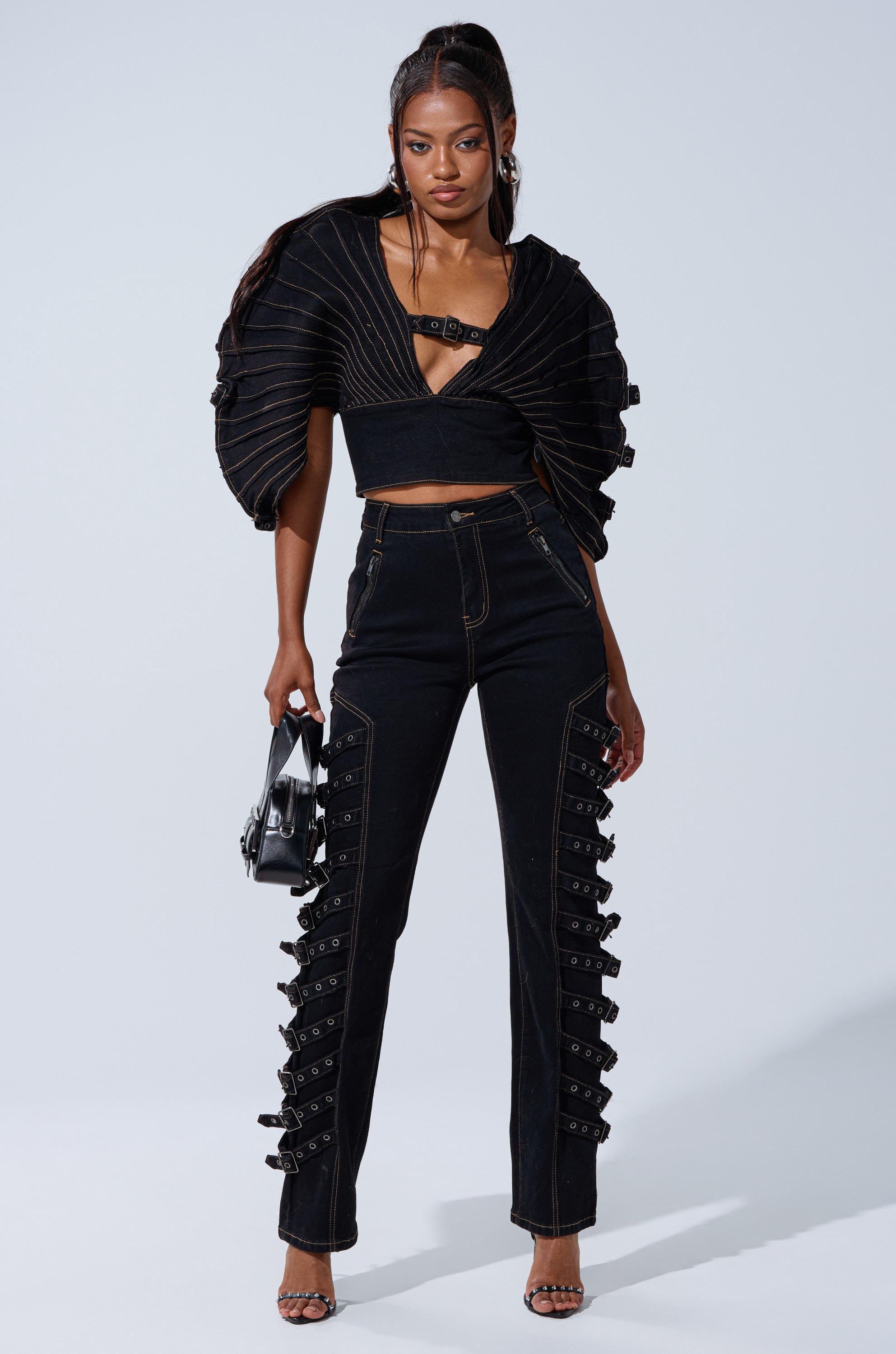 BUCKLE UP SKINNY DENIM PANT