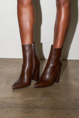 AZALEA WANG JESSABELL BROWN POINTED TOE BOOTIE