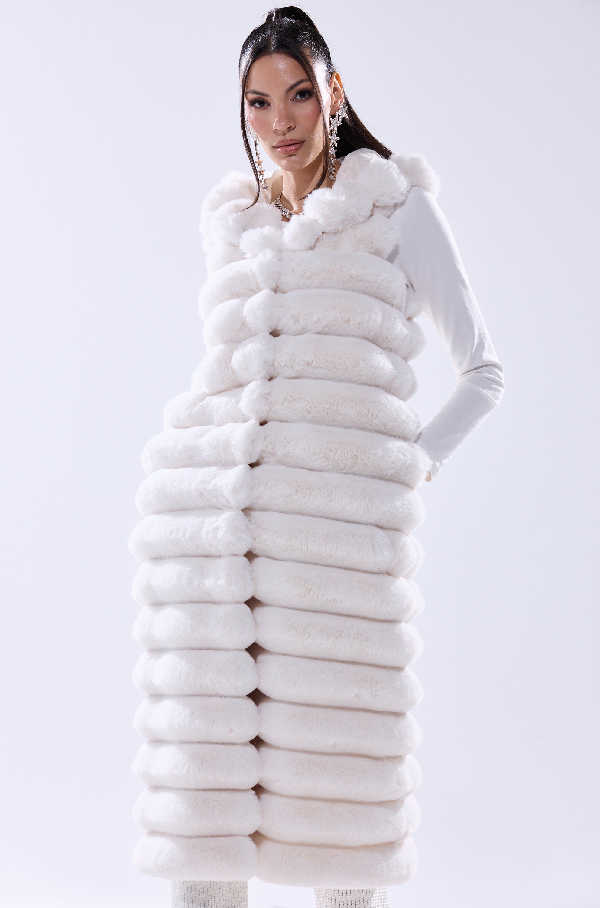POPPY FAUX FUR HOODED VEST