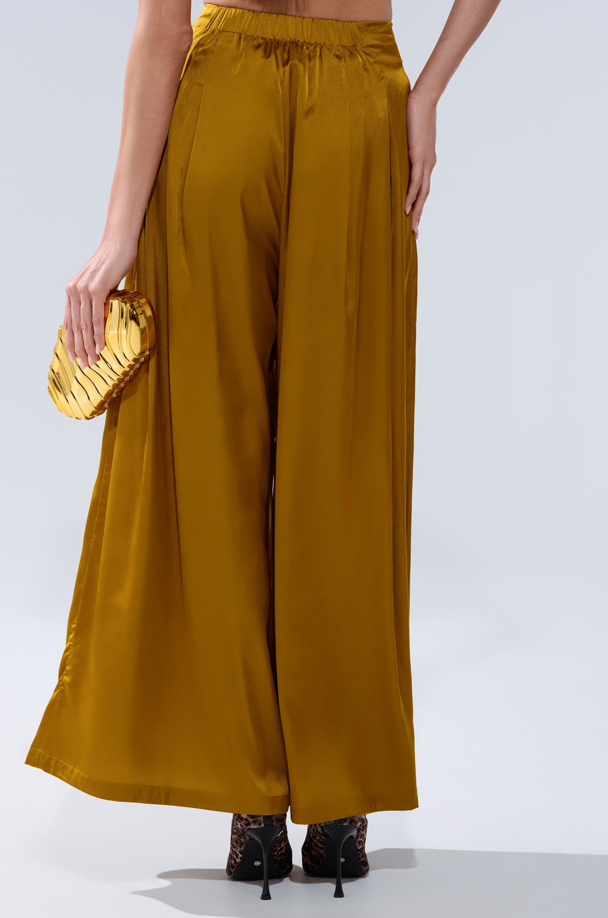 COCKTAIL HOUR WIDE-LEG PANT IN MUSTARD