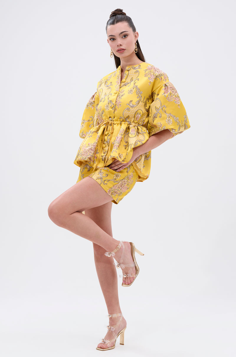 ETHEREAL BROCADE SHORT SLEEVE BLOUSE