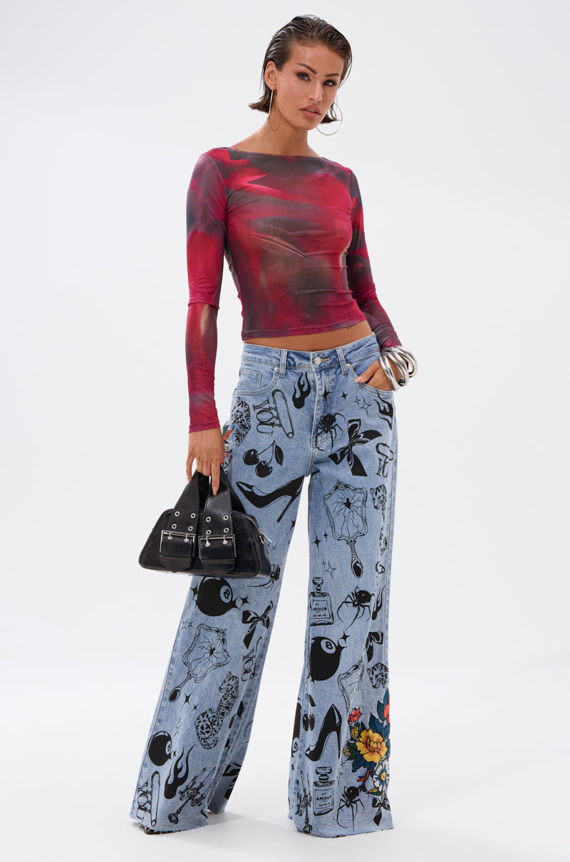 AURA LONG SLEEVE MESH TOP