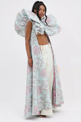 FEELING HEAVENLY BROCADE SHORT SLEEVE BLOUSE