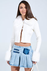 ANGEL EYES FUR TRIM CARDIGAN