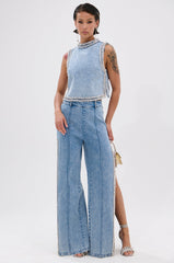 POPPING OUT RHINESTONE DENIM PANT