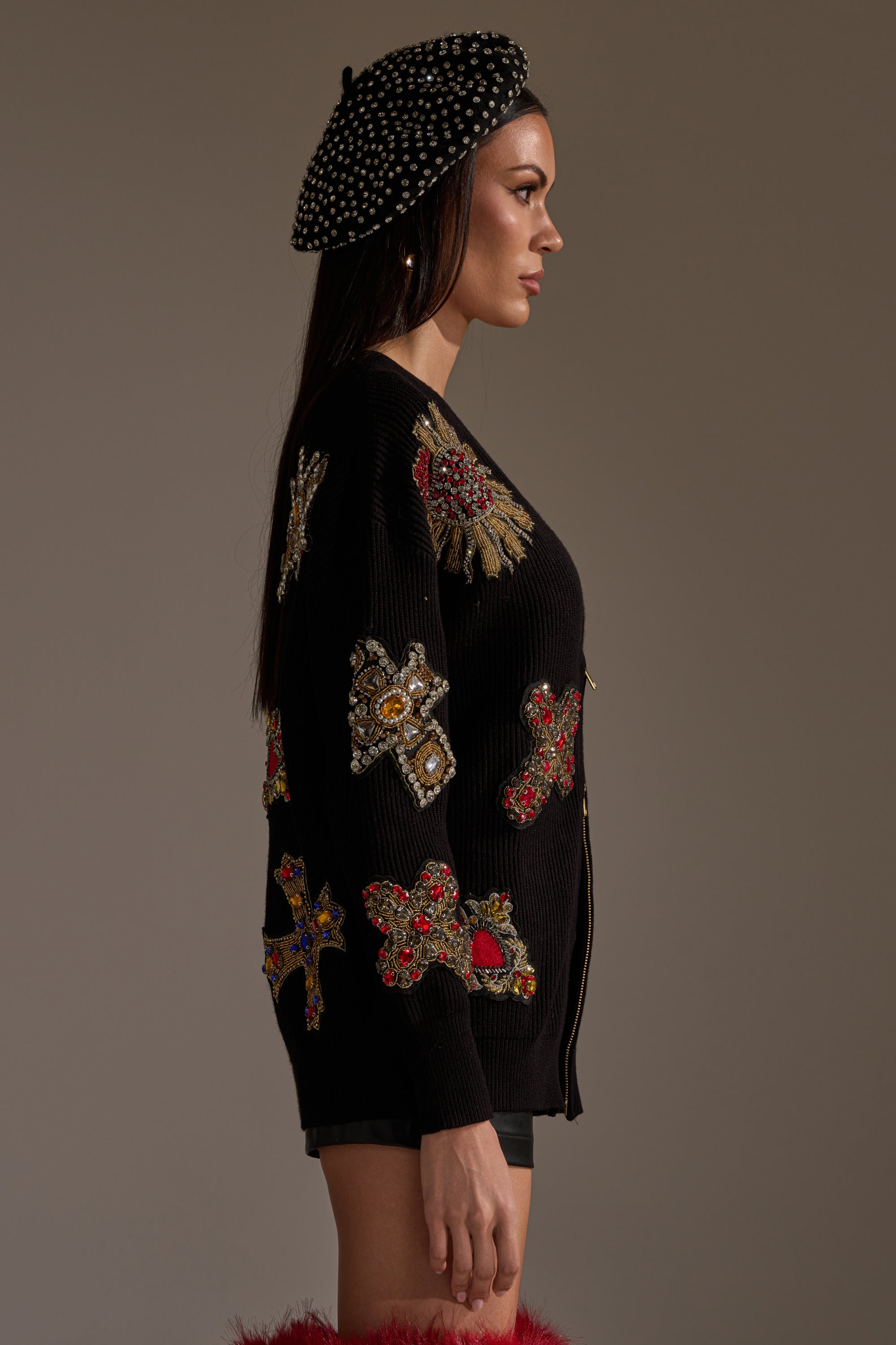 FEELING EXTRA EMBELLISHED SWEATER