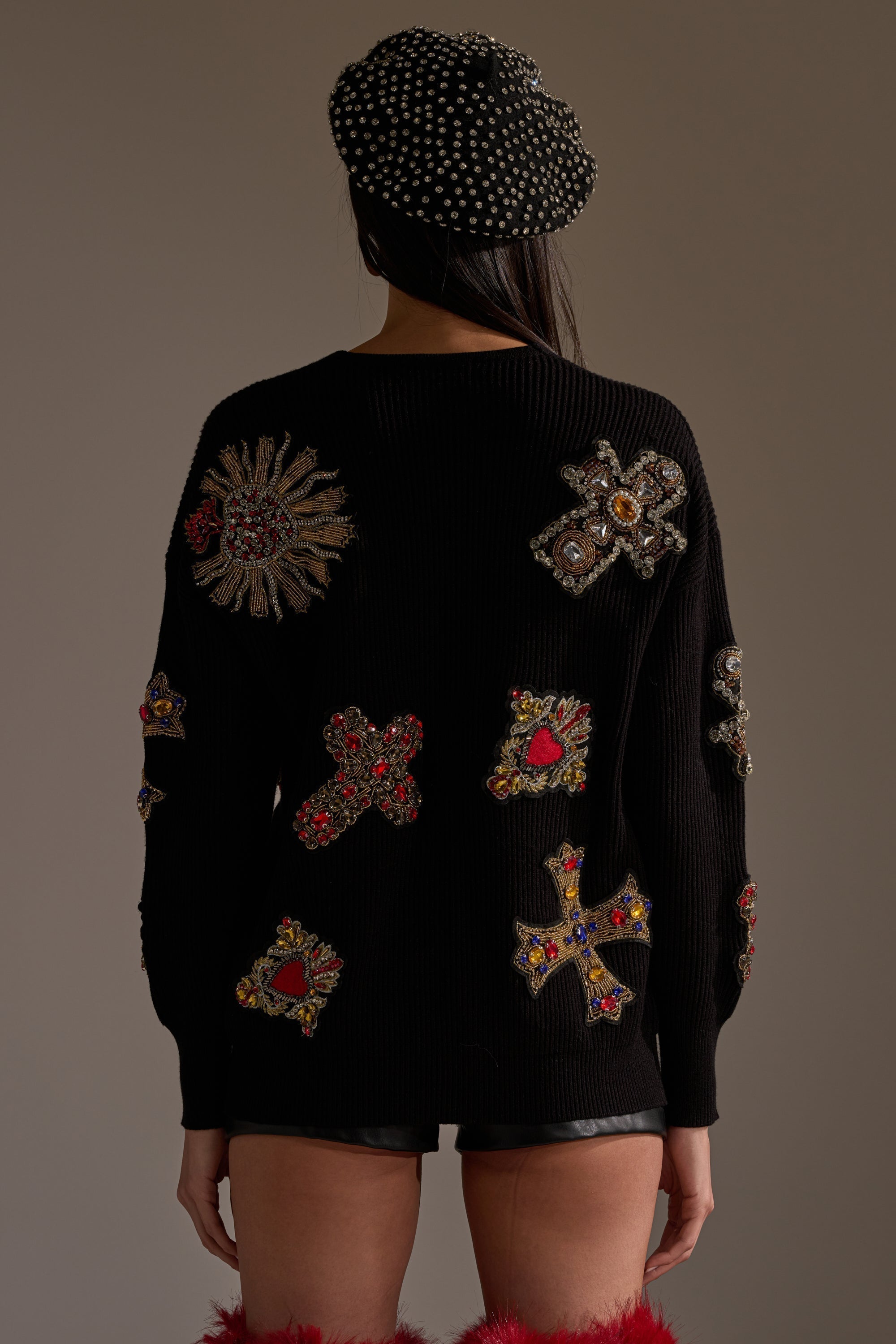 FEELING EXTRA EMBELLISHED SWEATER