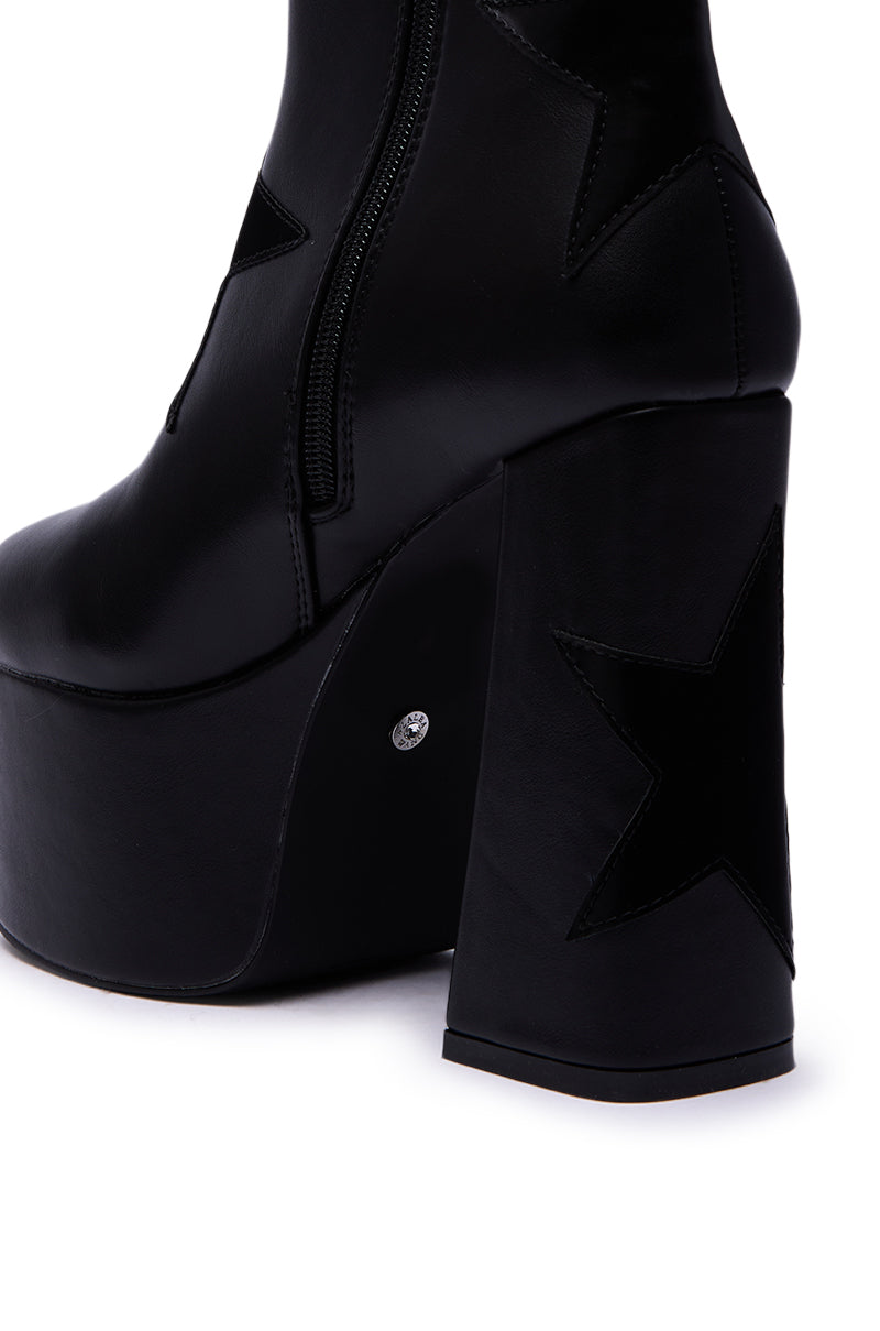 AZALEA WANG LUKYIE BLACK STAR DETAIL PLATFORM BOOTIE