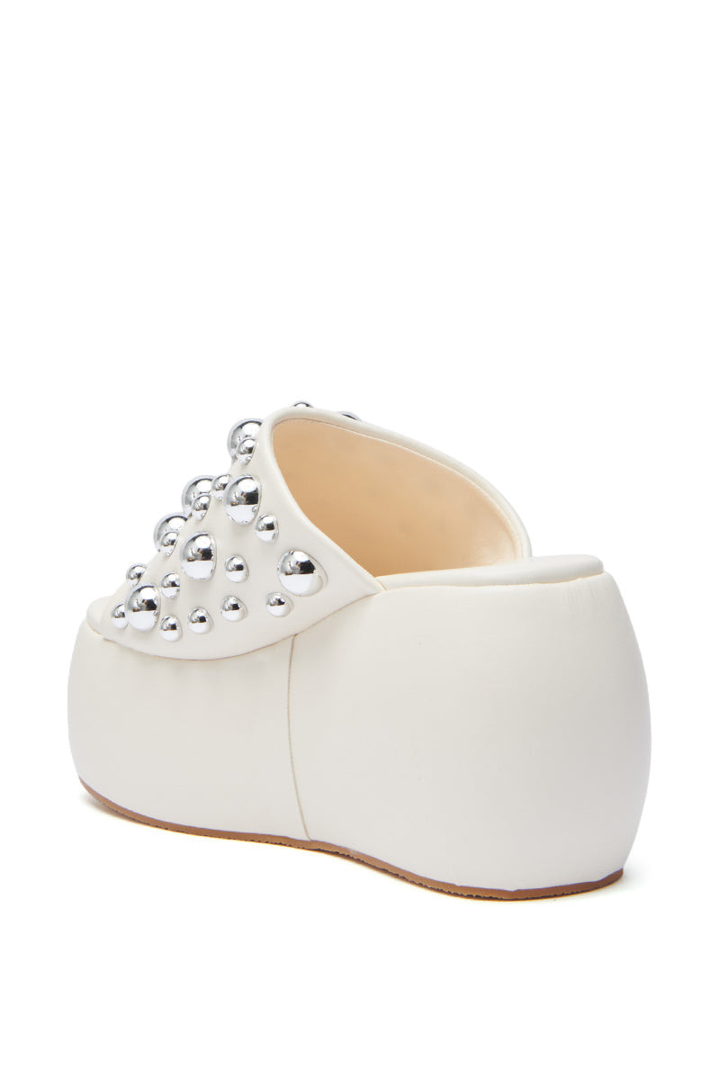 AZALEA WANG SERGO BONE EMBELLISHED CHUNKY SANDAL